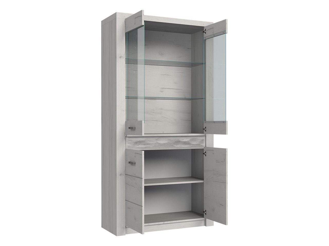 MIRJAN24 Vitrine Indianapolis I03 (4-Drehtüren) Metall Griffe