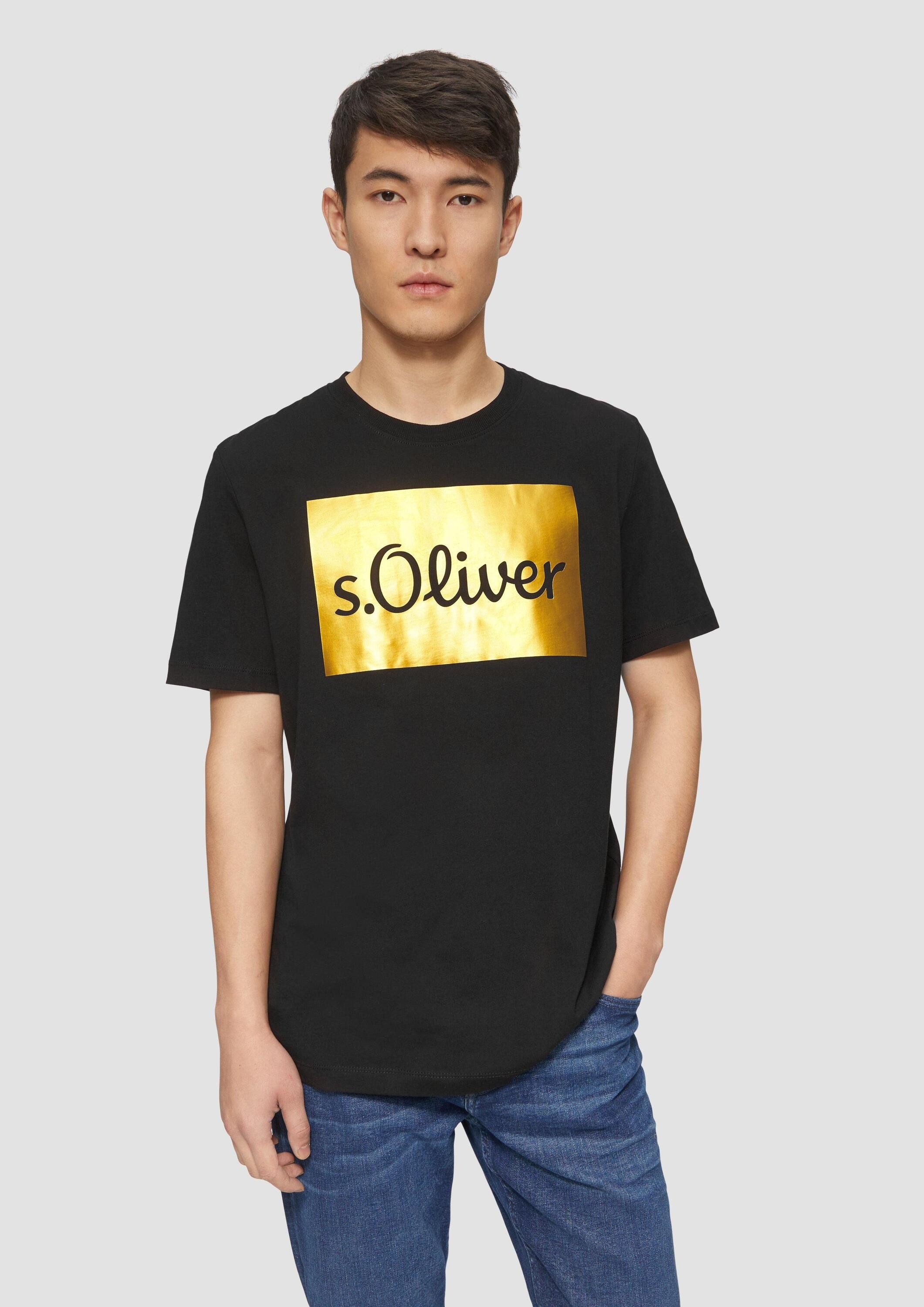 s.Oliver Kurzarmshirt T-Shirt T-Shirt mit Gold- oder Silber-Print
