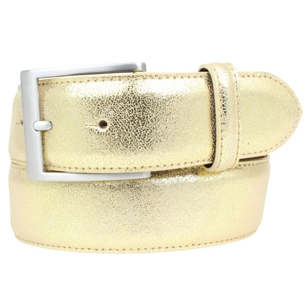 Ledergürtel Gürtel Metall-Optik Echt Leder 4 cm - Leder-Gürtel Metallic-Look 40mm für Herren - Hochwertiger Metall-Ledergürtel