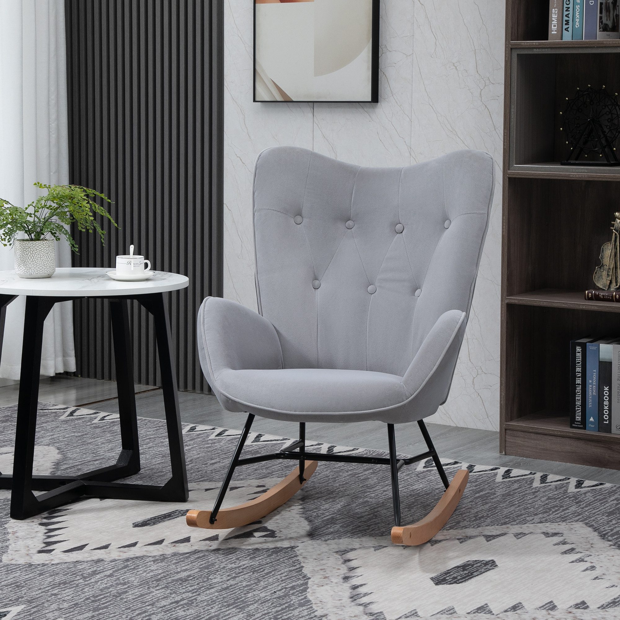 HOMCOM Schaukelstuhl ergonomisch, mit Samtoptik (Schwingsessel, günstig online kaufen