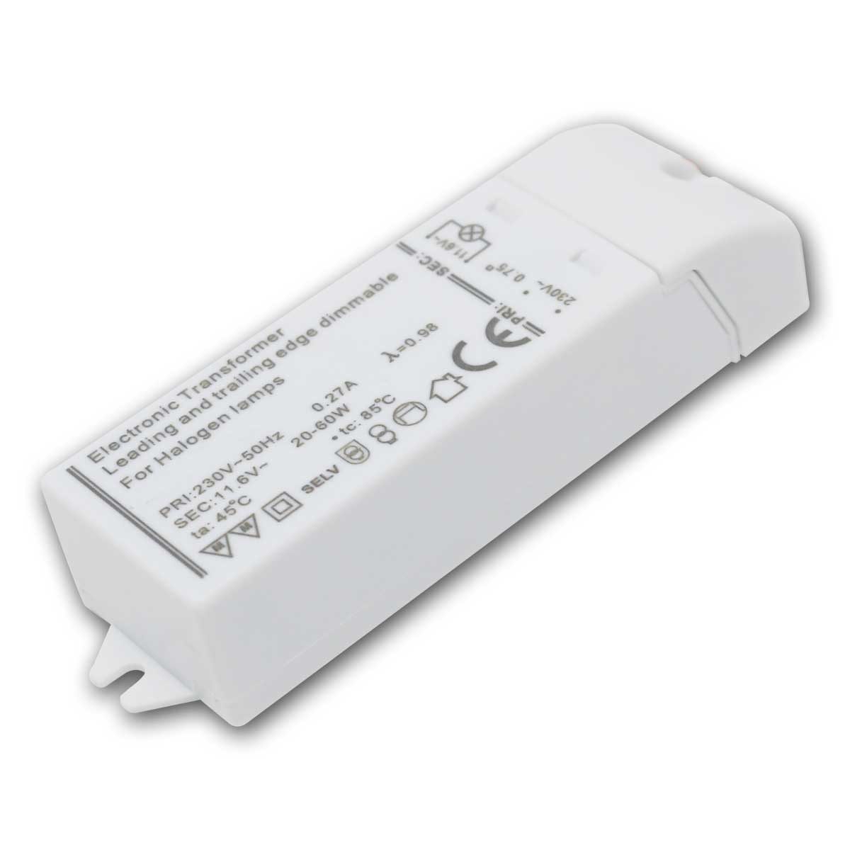 Maxtrack Elektronischer Halogen-Trafo, 20-60W, 230V-12V AC Trafo