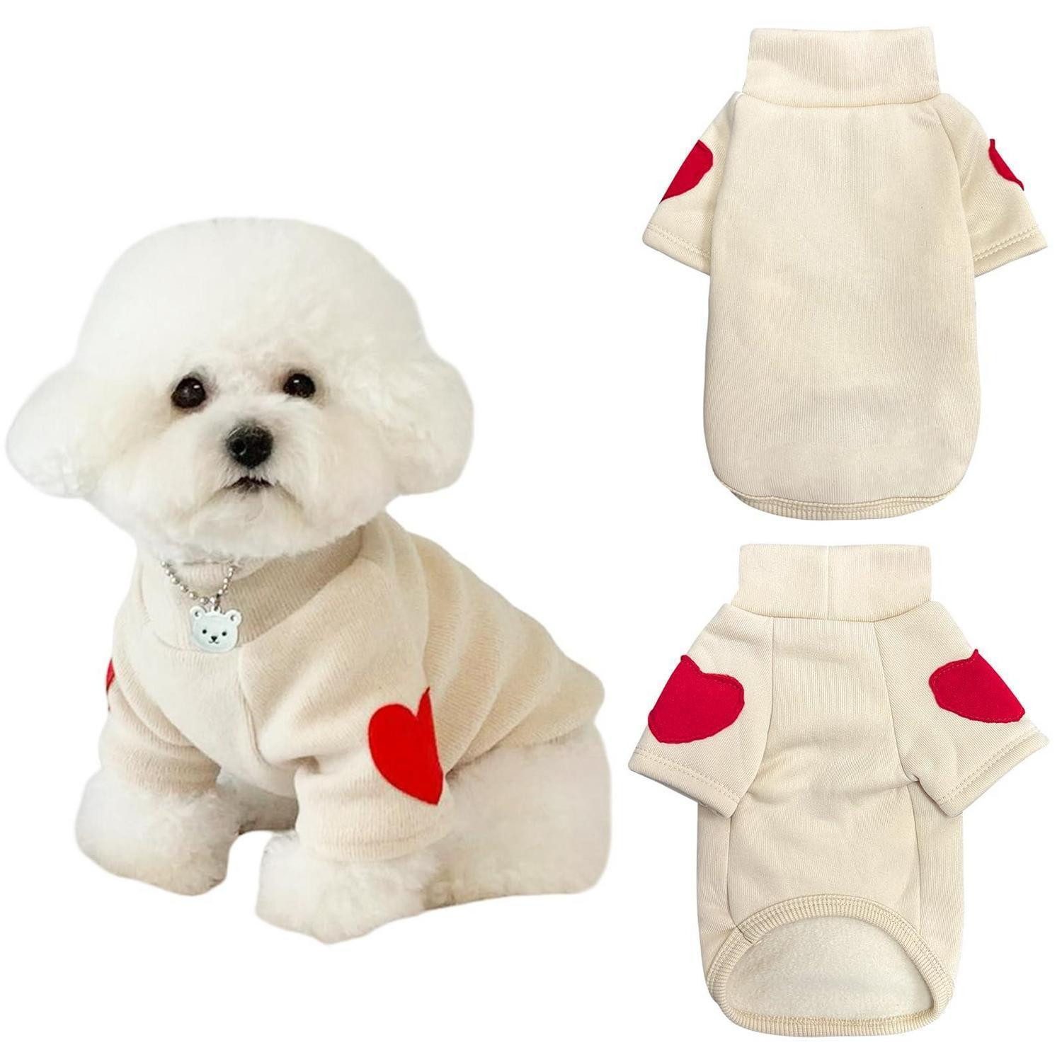 LuxusKollektion Hundepullover Hundepullover Rollkragen Herz Beige S
