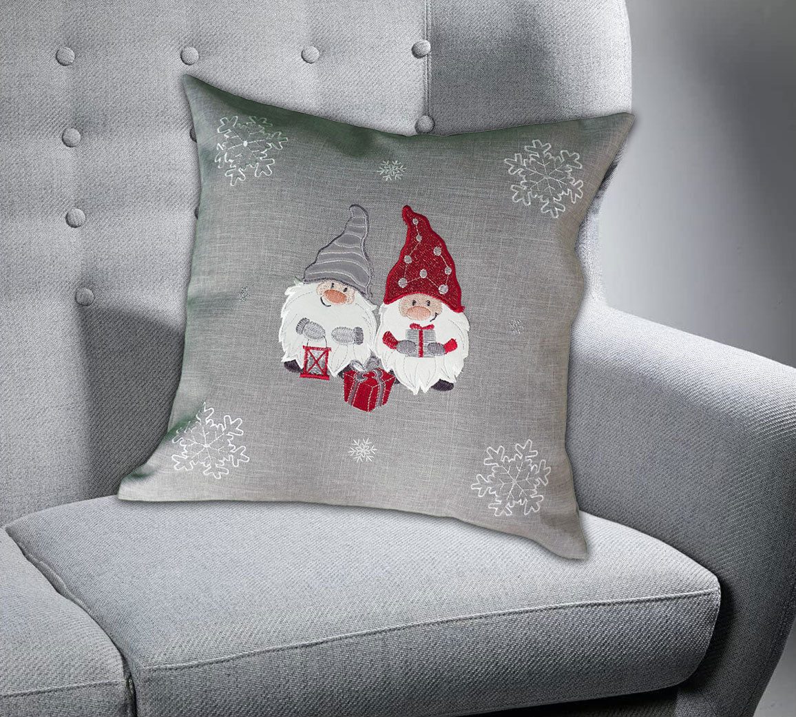 texpot Kissenhülle 40 x 40 cm mit Stickerei Wichtel Winter Weihnachten, (1 günstig online kaufen