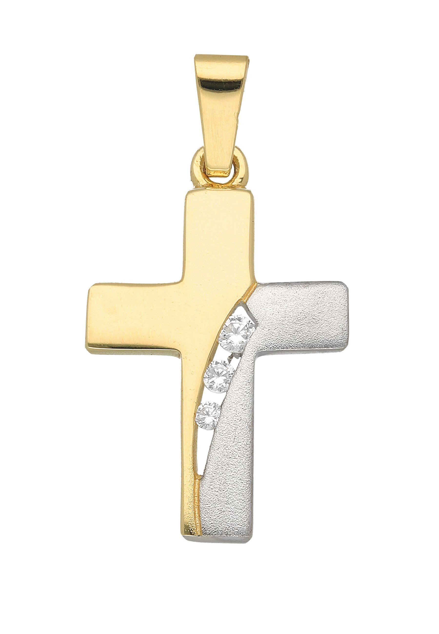 Kreuzanhänger Damen & Herren 333 Gold Kreuz Anhänger mit Zirkonia