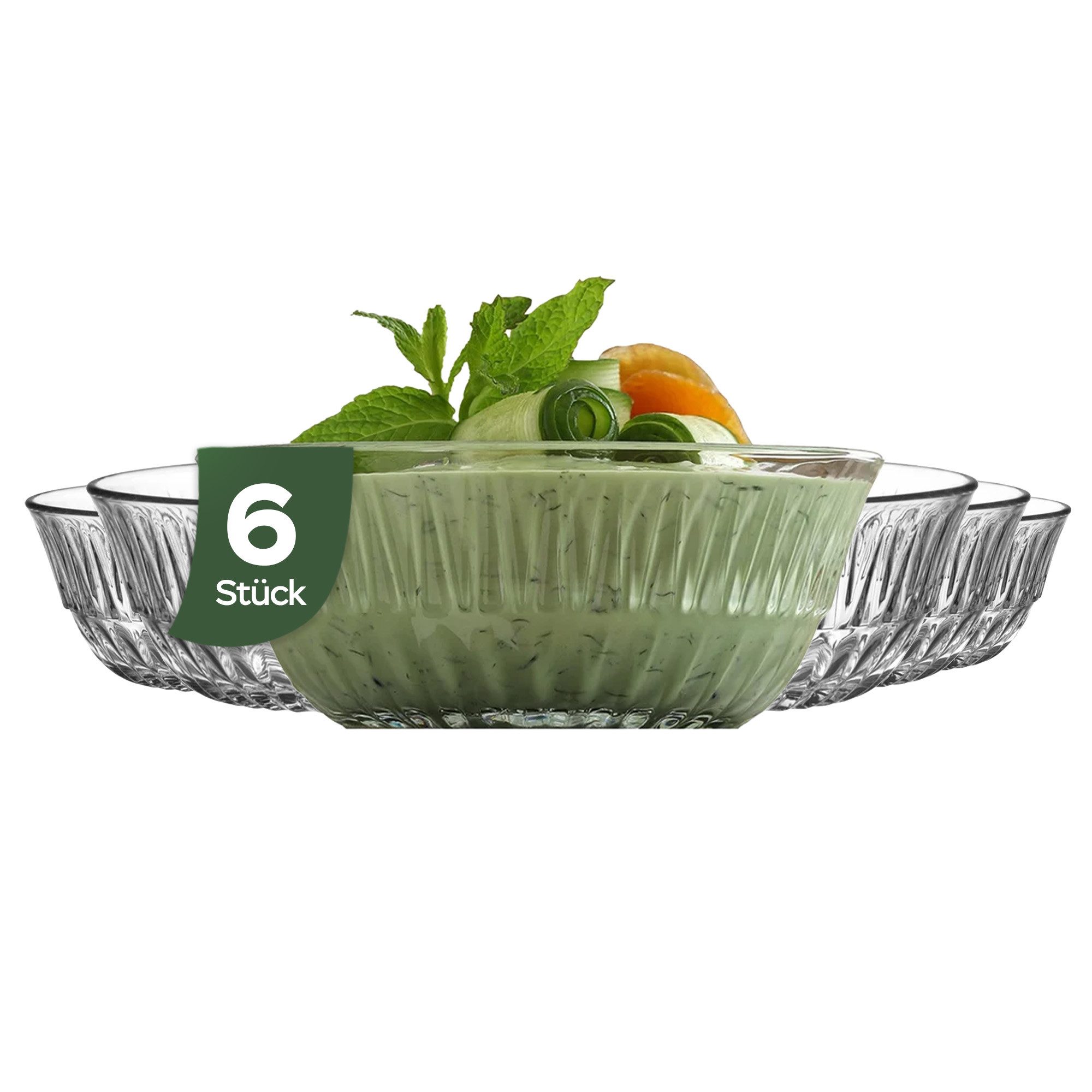 LAV Dessertschale Alinda Glasschalen - 215 ml (7 1/4 oz), Glas, (6er-Set, 6-tlg), Facettenschliff, ideal für Desserts, Dips, Snacks