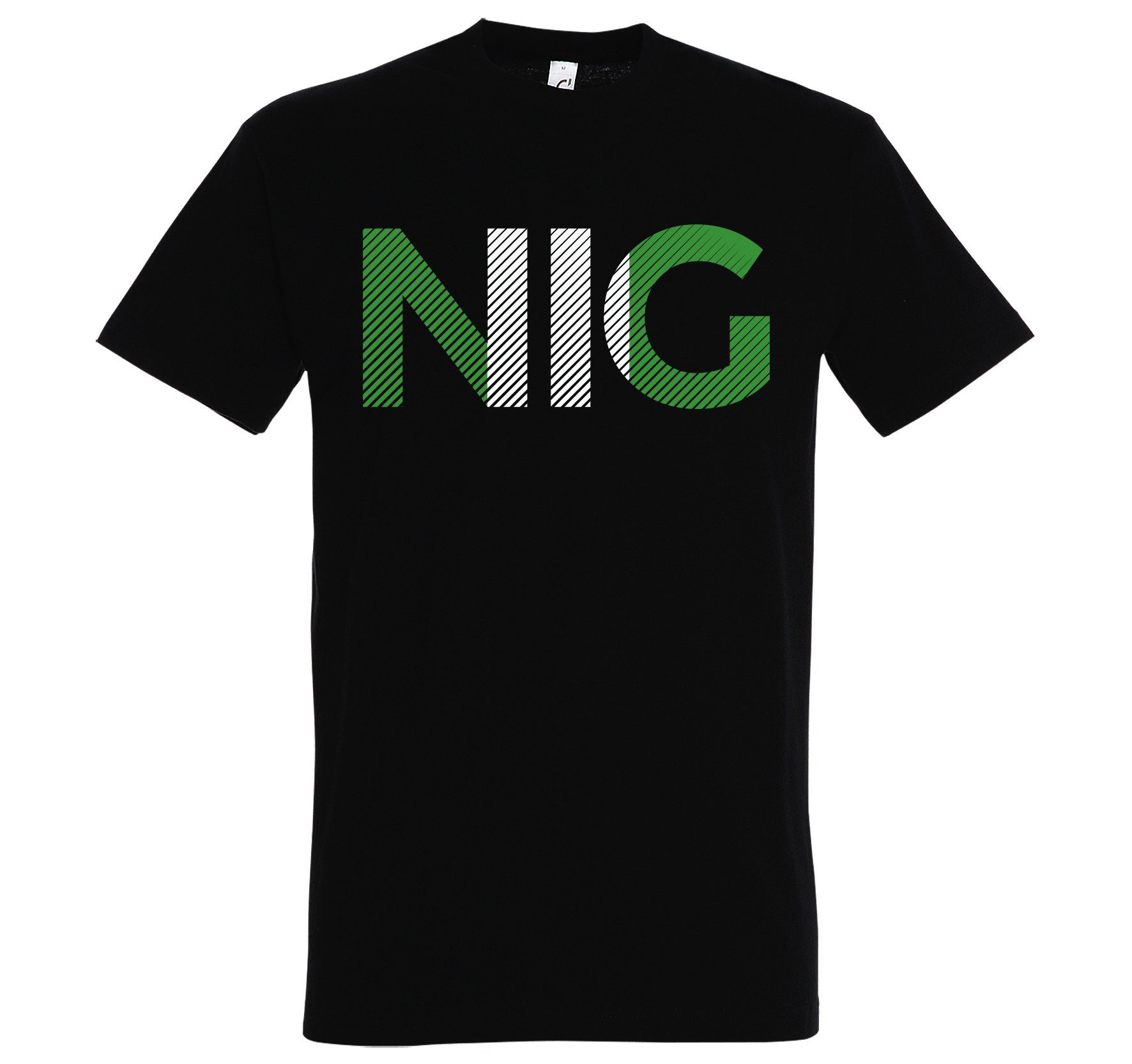Youth Designz T-Shirt Nigeria Herren T-Shirt im Fußball Look mit NIG Frontprint Schwarz