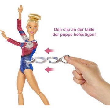 Barbie Anziehpuppe Turn-Spielset mit Puppe "You Can Be Anything" Serie, Puppen (mit blonden Haaren, Schwebebalken, Turnbeutel, Goldmedaille, Barbie-Zubehör, Geschenk für Kinder ab 4 Jahren,GJM72), The Movie, Spielpuppen, Spielpuppe Barbie, Haus