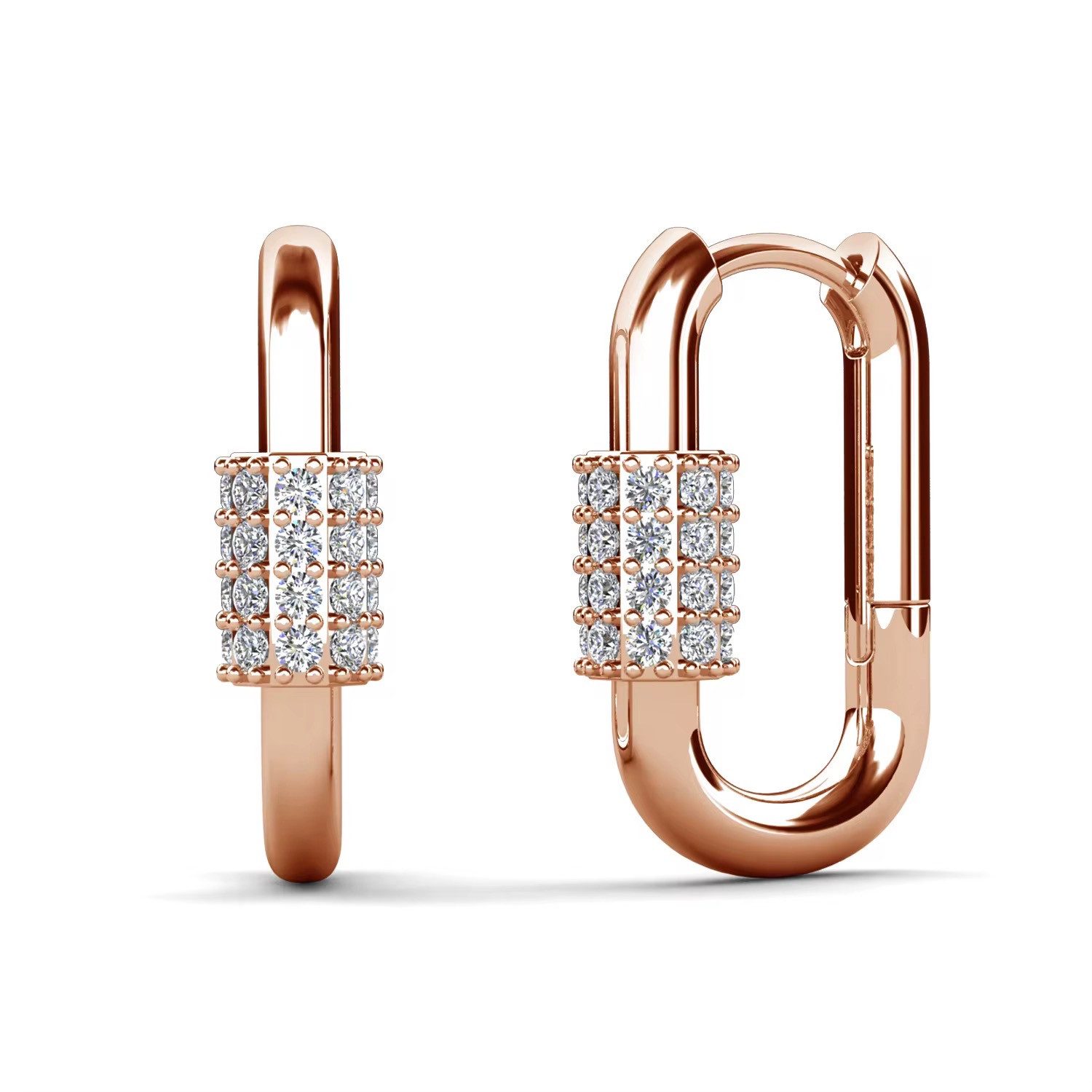 ROUGEMONT Creolen-Set Creolen Damen 18K Vergoldung-Hypoallergen -Zirkonia Besatz, Hypoallergen für empfindliche Haut