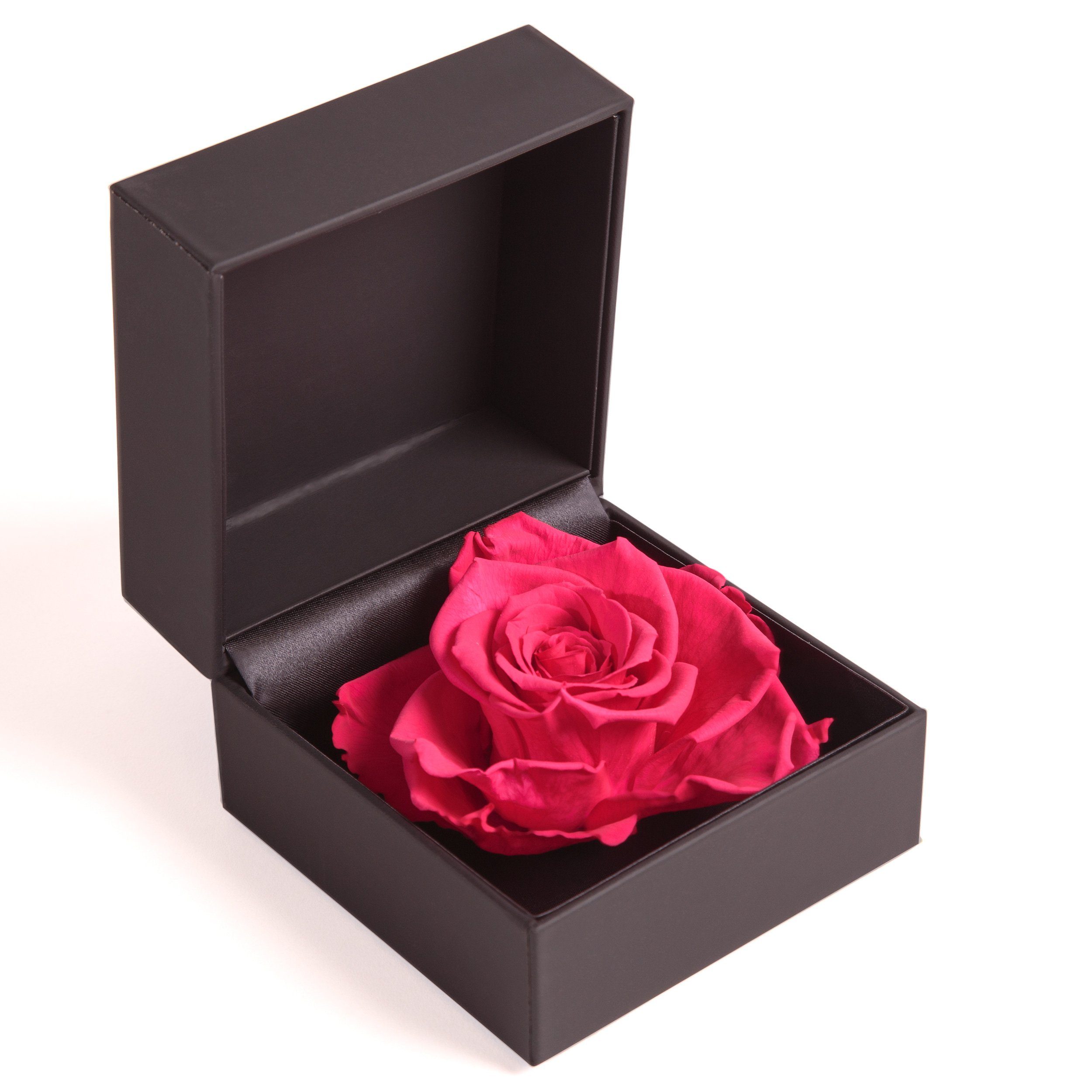 Kunstblume Rosenbox Ringbox Groß Infinity Rose konserviert in Box Ringdose Rose, ROSEMARIE SCHULZ Heidelberg, Höhe 9 cm, Langlebige Rose Pink