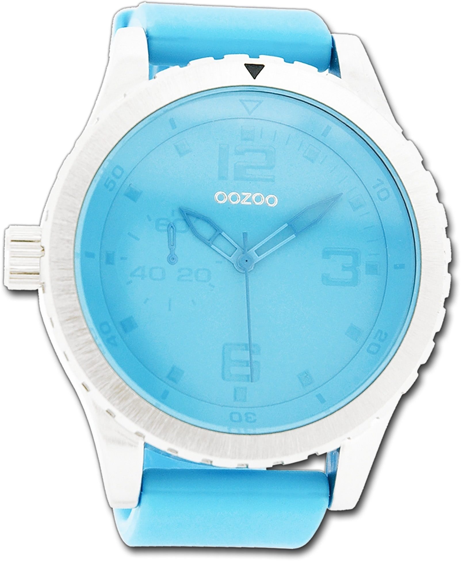 OOZOO Quarzuhr Oozoo Unisex Armbanduhr Vintage Series, (Analoguhr), Unisexuhr Lederarmband blau, rundes Gehäuse, extra groß (ca. 51mm)