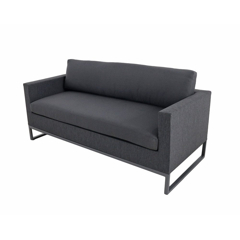 Lomadox Gartenlounge-Set GARDA-120, Gartensofa, 2 Sitzplätze, grau/anthrazit, mit Sitzpolstern