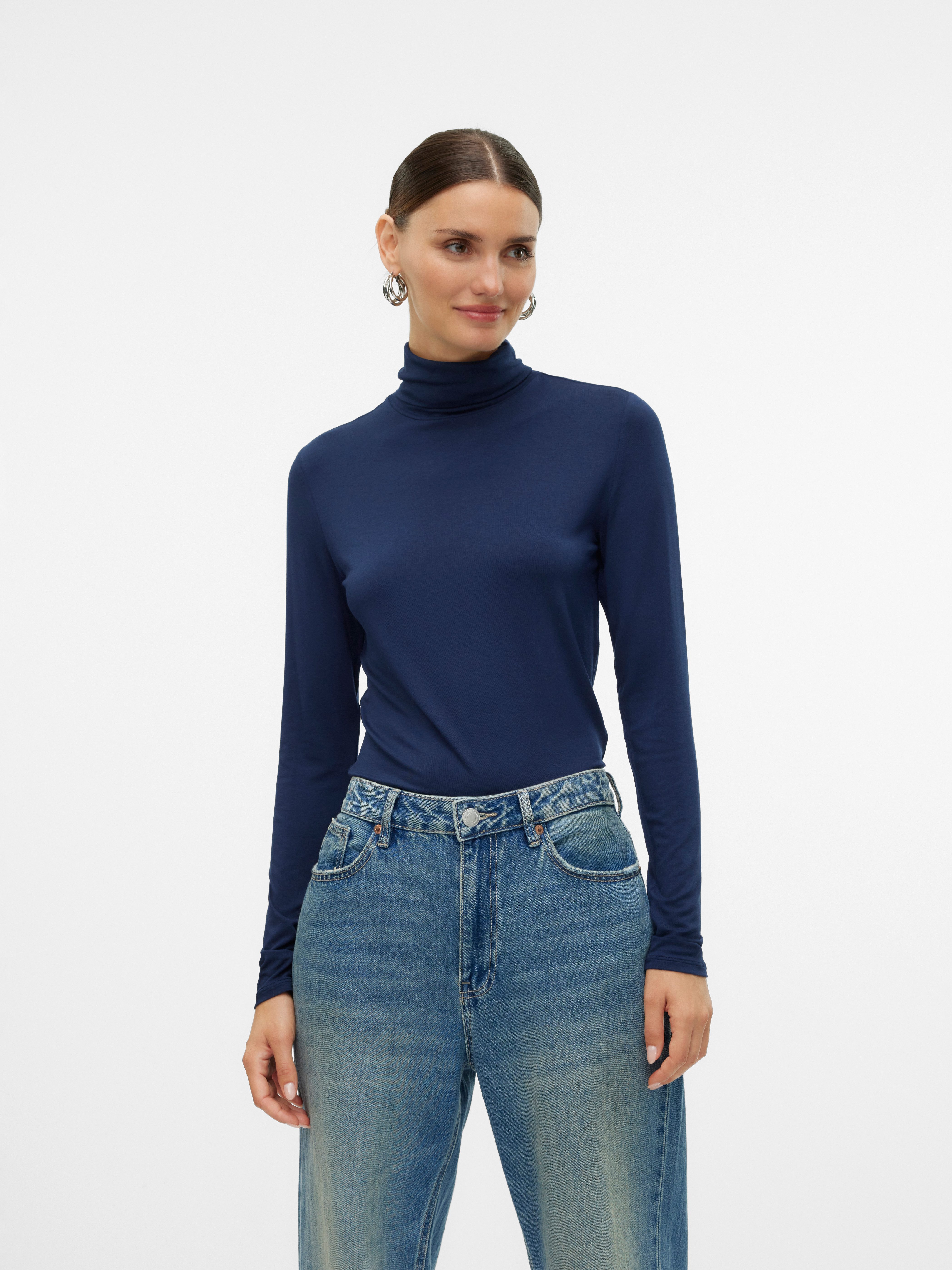 Vero Moda Langarmshirt VMALBERTE LS ROLLNECK TOP JRS NOOS Viskosemischung