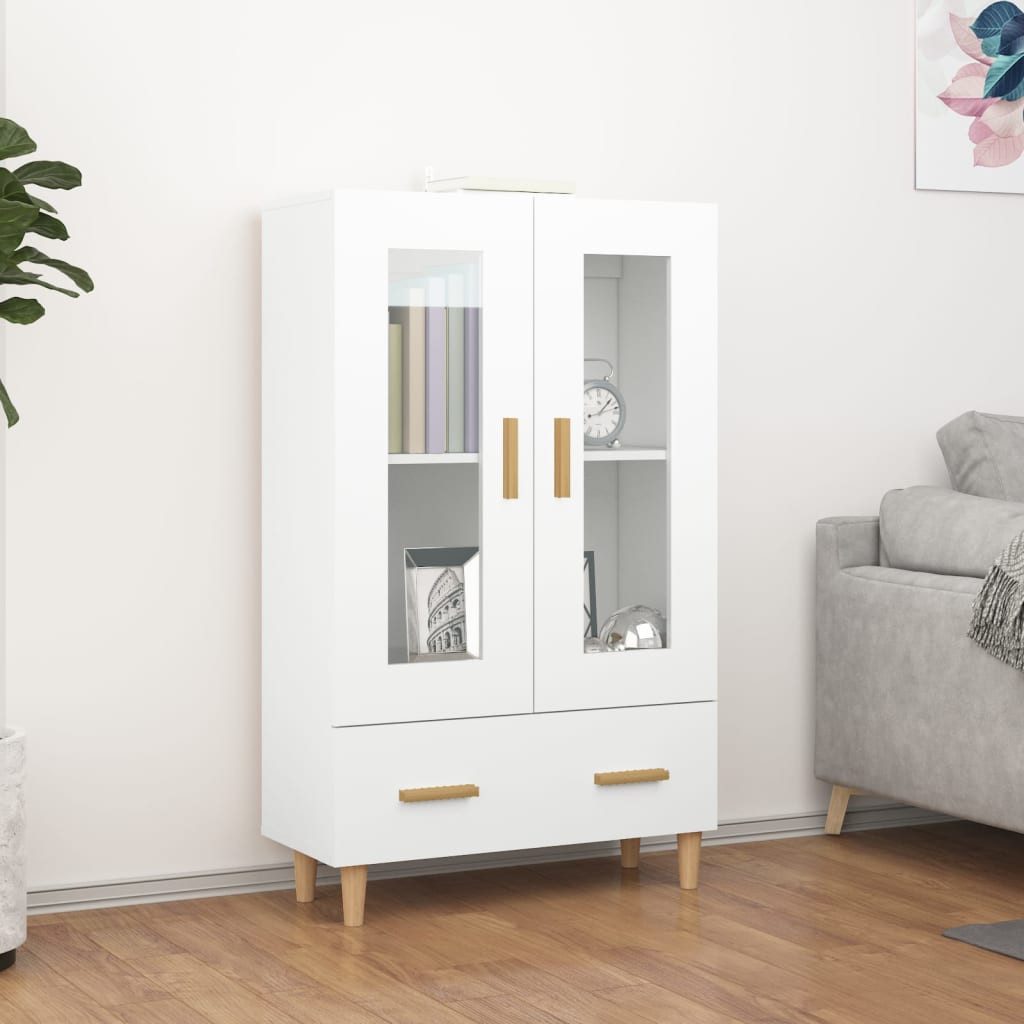 vidaXL Highboard Highboard Weiß 70x31x115 cm Spanplatte Glas Vitrine