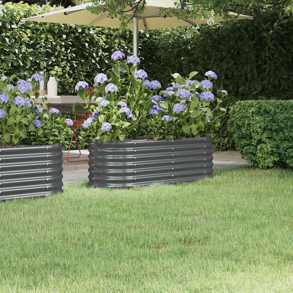 furnicato Hochbeet Ovales aus verzinktem Stahl 114 x 40 x 36 cm Anthrazit, Witterungsbeständiges Gemüsebeet mit stabilen inneren Stützbügeln