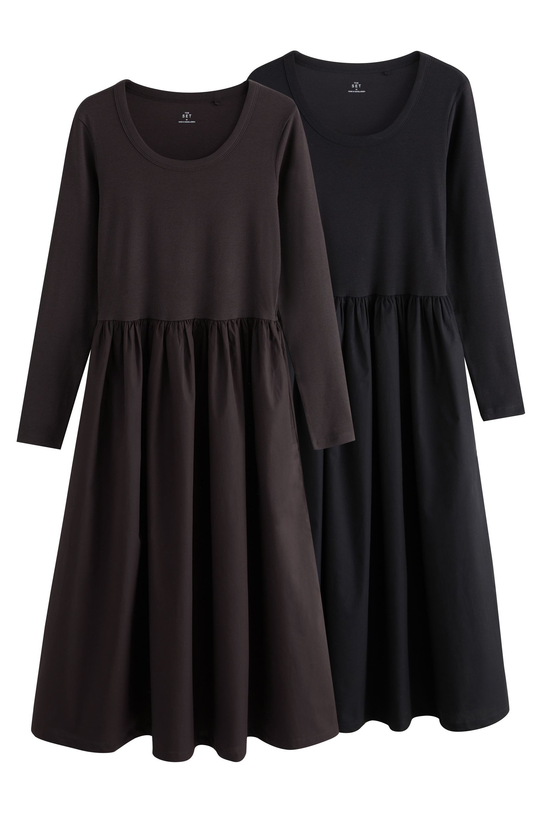 The Set Jerseykleid The Set Langarm-Kleider aus Jersey, 2er-Pack (2-tlg)