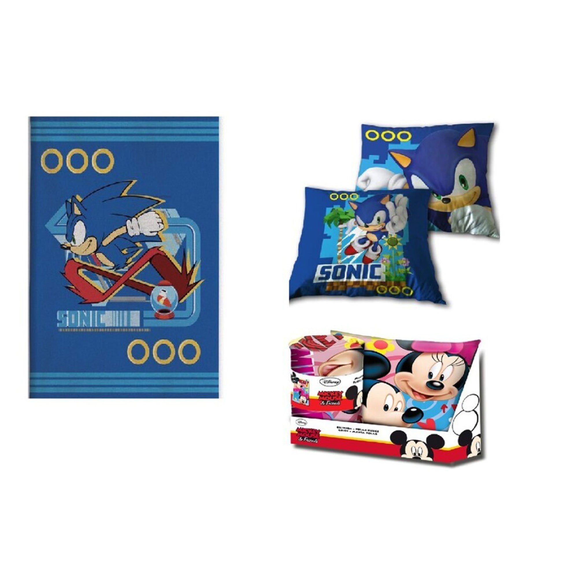Sonic - Bett-Set, / - Größe Kissen 35x35 und empireposter - Geschenkset 100x140 cm, Decke cm
