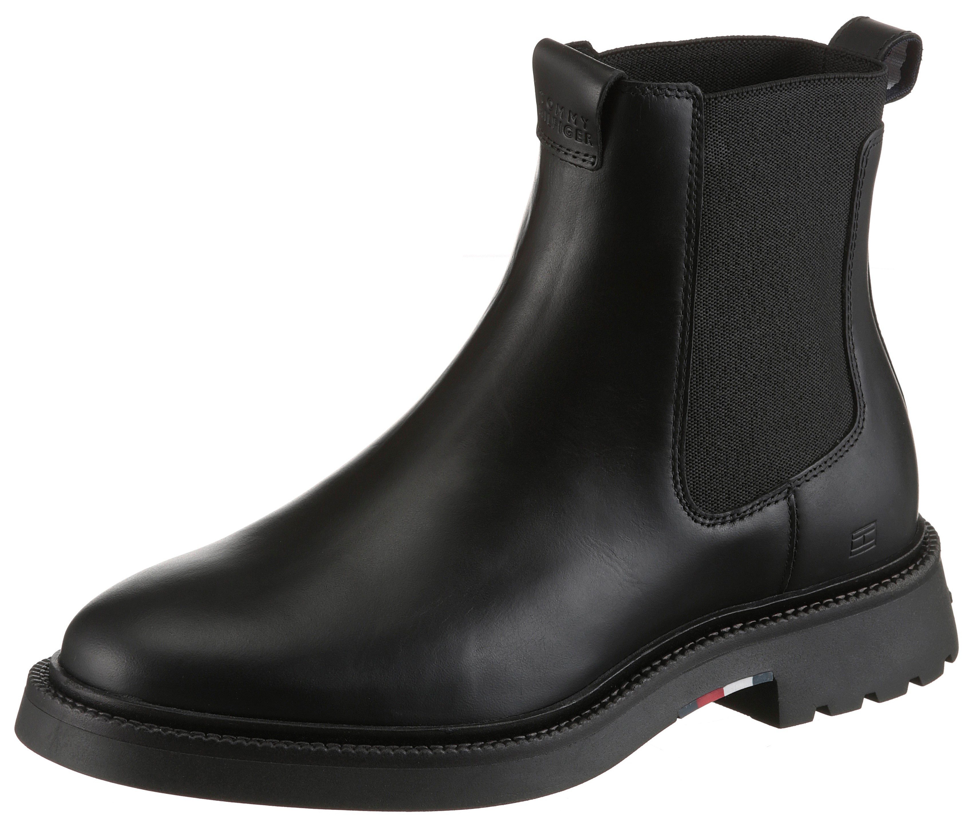 Tommy Hilfiger HILFIGER COMFORT LWT LTH CHELSEA Chelseaboots, Stiefelette, Businessschuh mit Stretcheinsatz und Anziehlasche