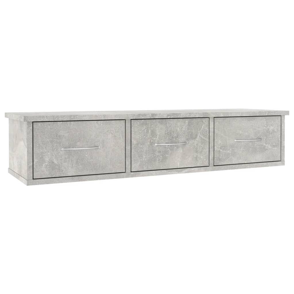 furnicato Wandregal Wand-Schubladenregal Betongrau 88x26x18,5 cm Holzwerkstoff, 1-tlg.