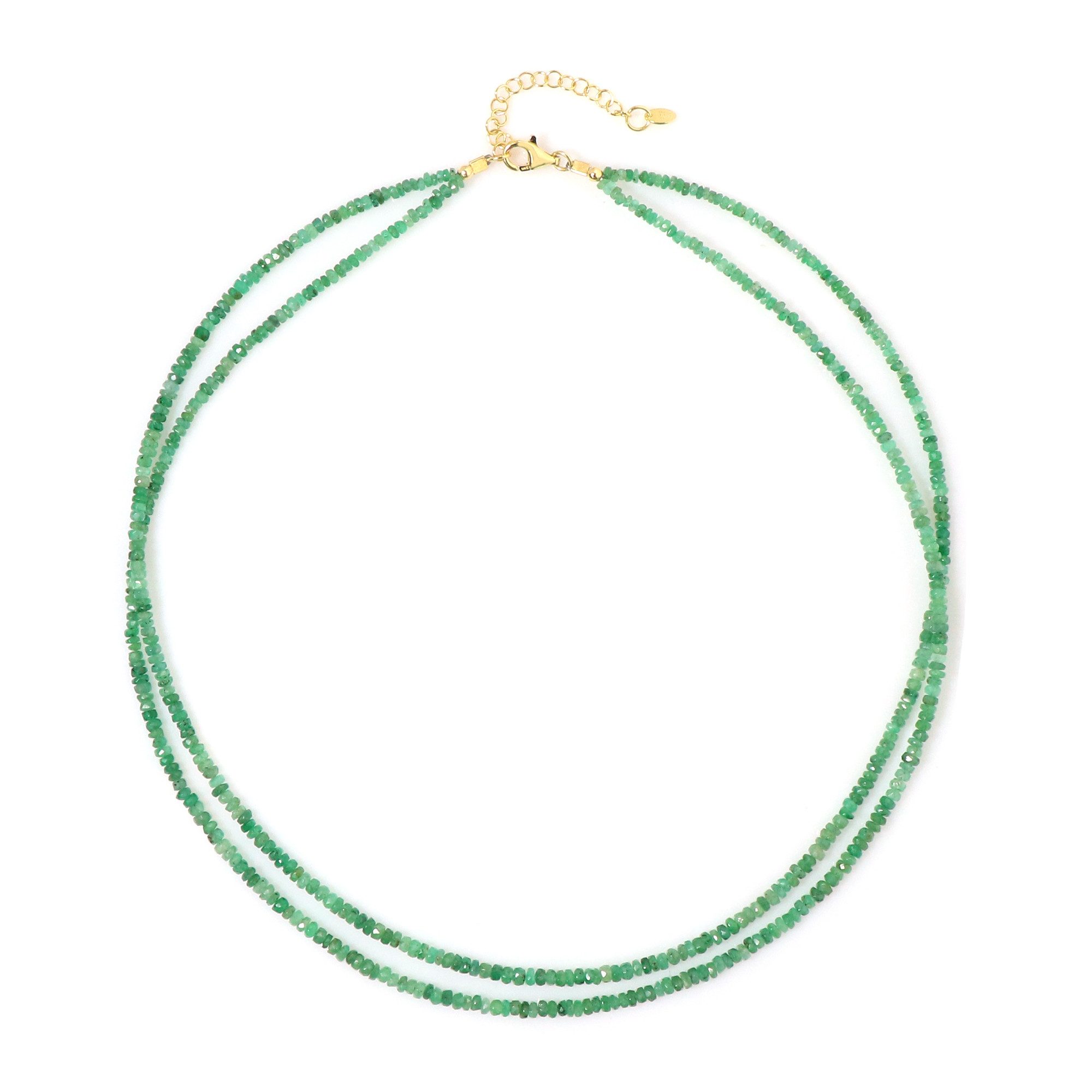 Cavill Silberkette Sambia Smaragd Perlenkette Gold Vermeil (1-tlg)