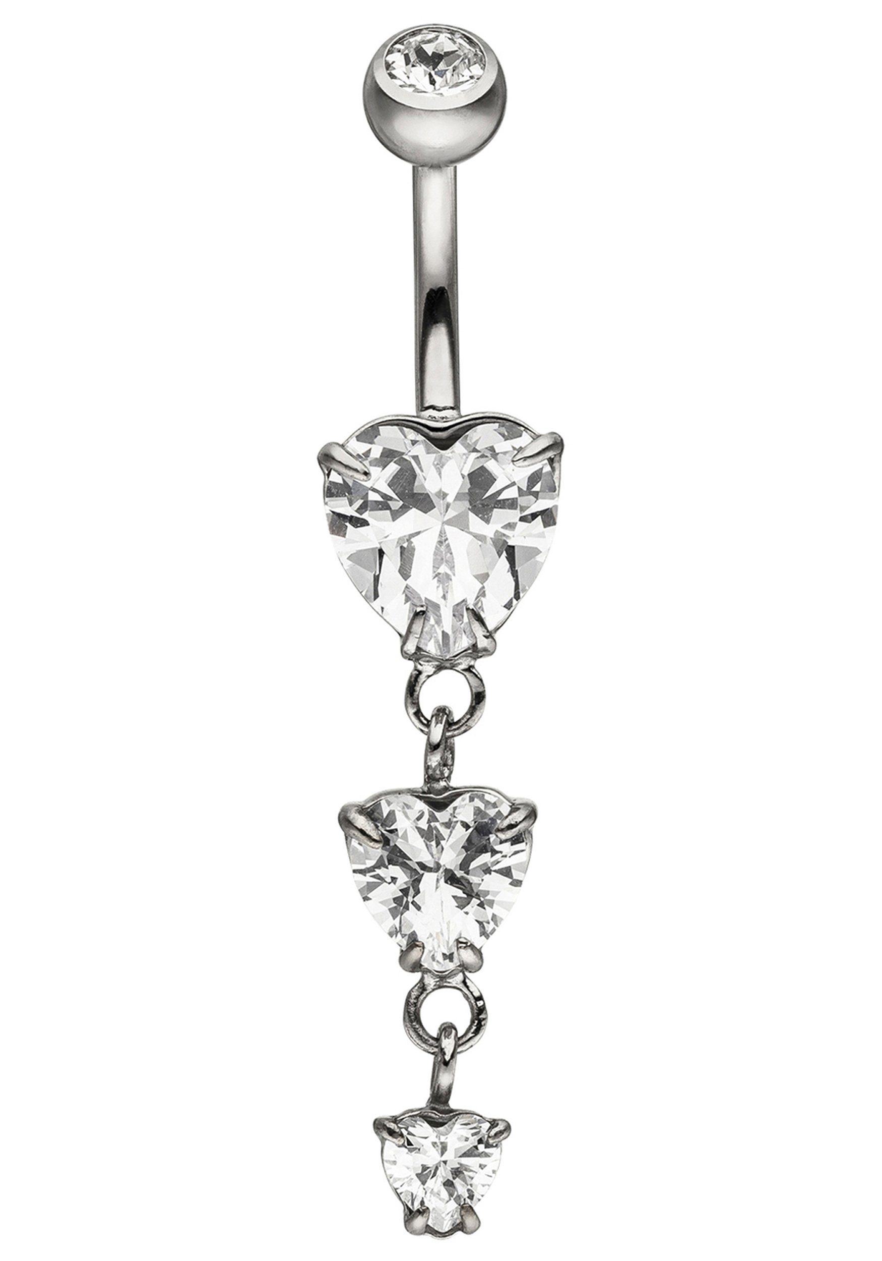 JOBO Bauchnabelpiercing Herzen, Edelstahl mit 4 günstig online kaufen
