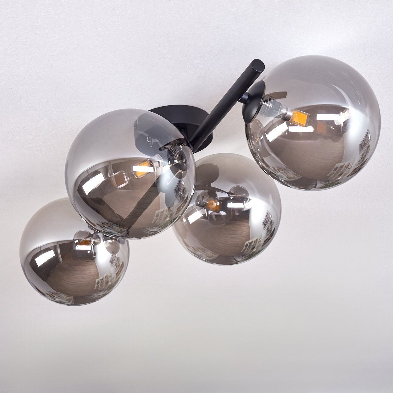 Leuchte Glas, hofstein ohne Leuchtmittel Deckenleuchte x in 4 im Deckenlampe Leuchtmittel, aus LED, G9 Metall/Glas Schwarz/Rauchfarben, aus ohne Retro-Design