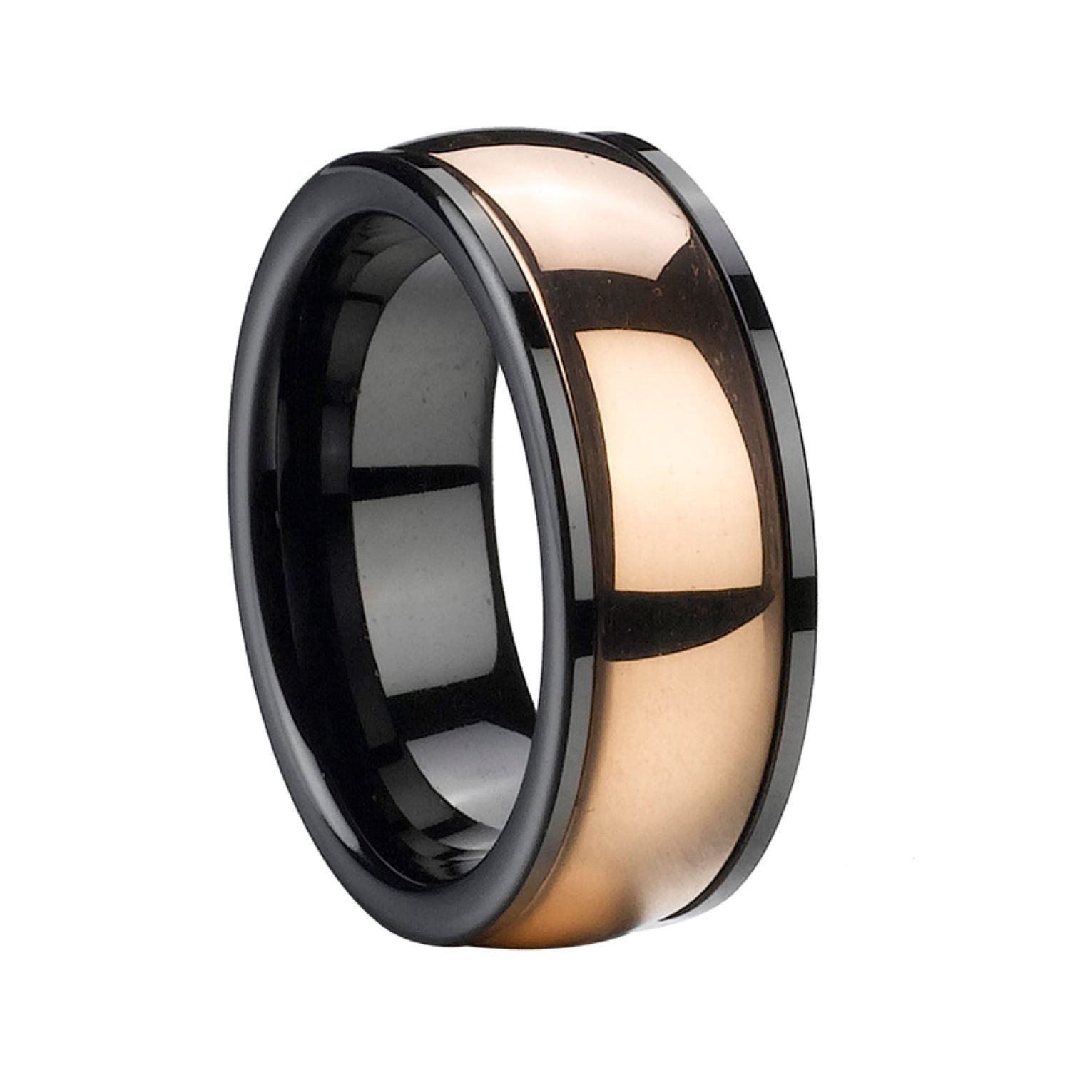Kingka Fingerring aus glänzender Keramik, roségoldfarben, Unisex, Unisex Schmuck, perfekte Geschenkidee zu Geburtstag, Weihnachten