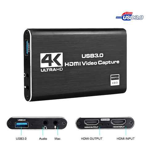 Daskoo 4K Video Capture Card HDMI USB 3.0 kompatibler 1080P 60fps Adapter, Video Game Recorder