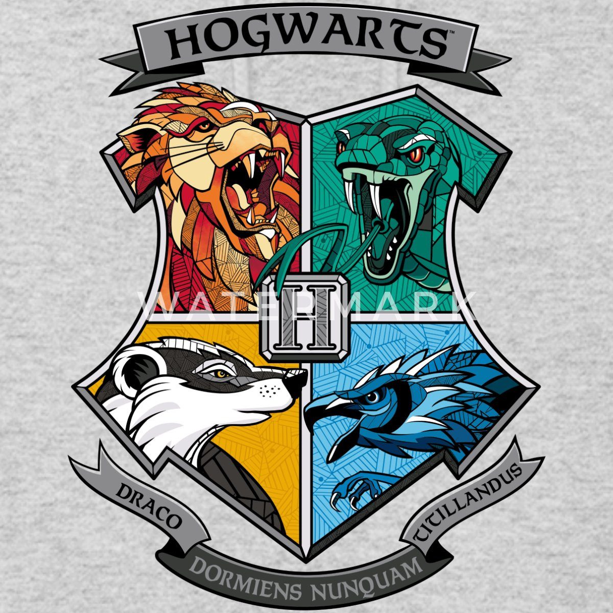 Spreadshirt Hoodie Harry Potter Hogwarts Logo Tiere Der Häuser Damen Hoodie (1-tlg)
