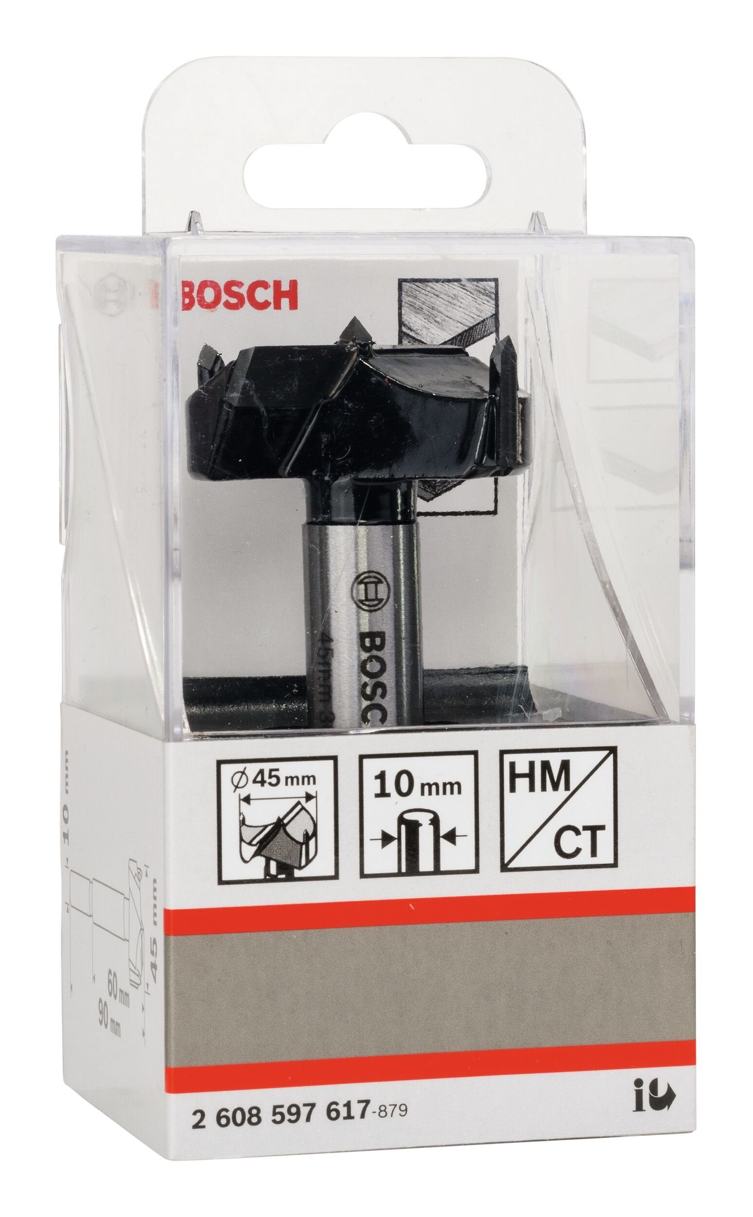 BOSCH x - HM 1er-Pack Holzbohrer, mm 45 Kunstbohrer - 10 90 x