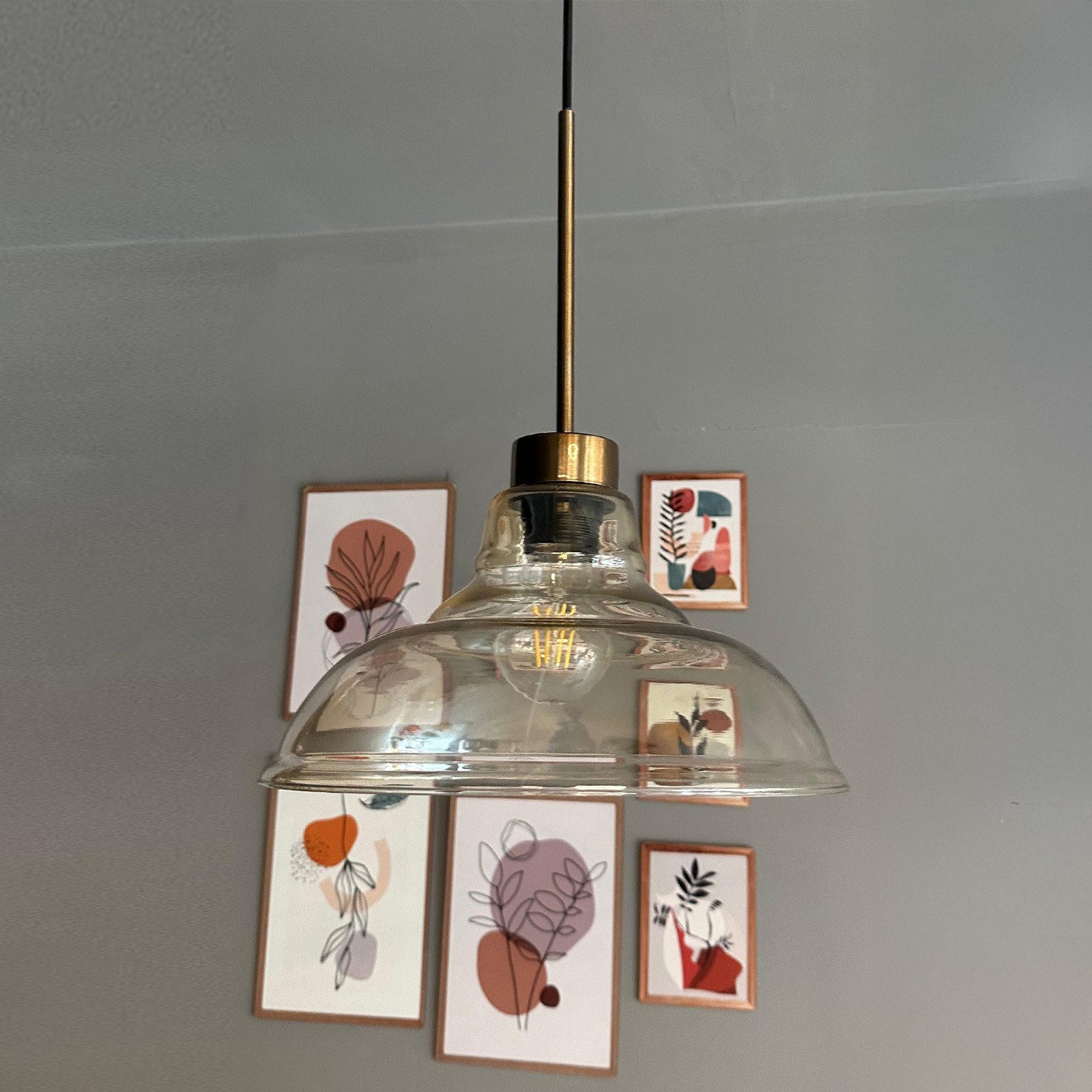 Bamyum Pendelleuchte Vishi Einzelner Glas-Kronleuchter Retro Pendelleuchte, ohne Leuchtmittel