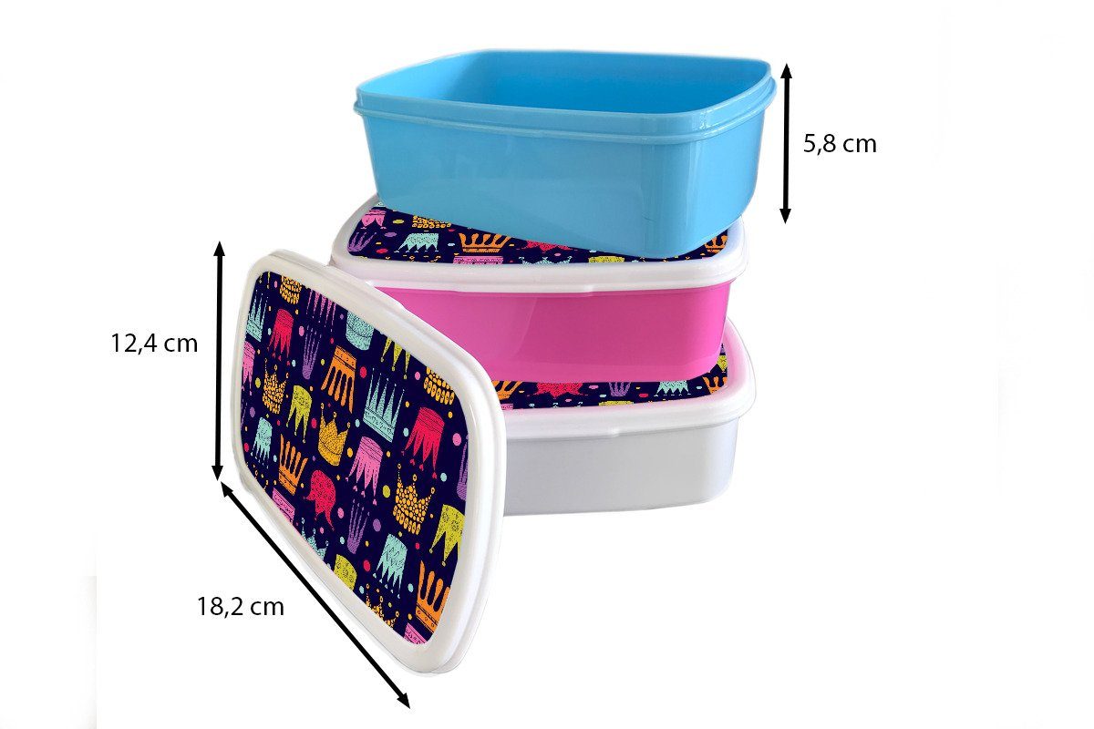 Kinder, Erwachsene, Kinder, Brotdose Kinder - Snackbox, Lunchbox - Muster Krone Mädchen, für - Kunststoff Kunststoff, MuchoWow rosa (2-tlg), Farben - Brotbox