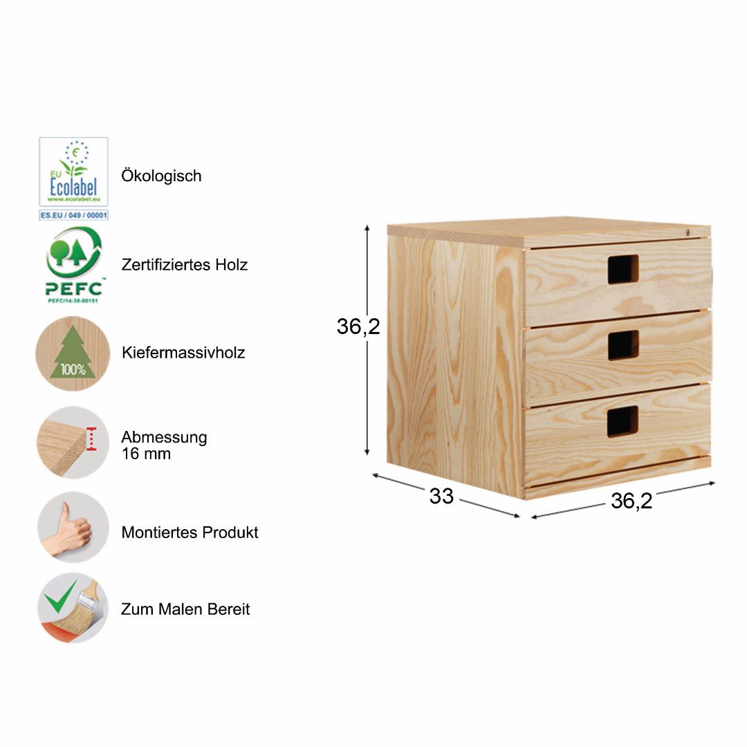 Thumbnail - Astigarraga Kit Line Schubladenbox Schubladenblock "Dinamic", 2er oder 3er, Holzschubladen, Schränckchen, (3-St)