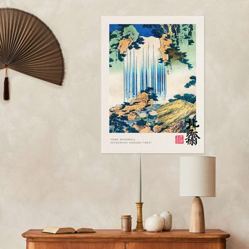 Posterlounge Wandfolie Katsushika Hokusai, Yoro Waterfall, Wohnzimmer Japandi Malerei
