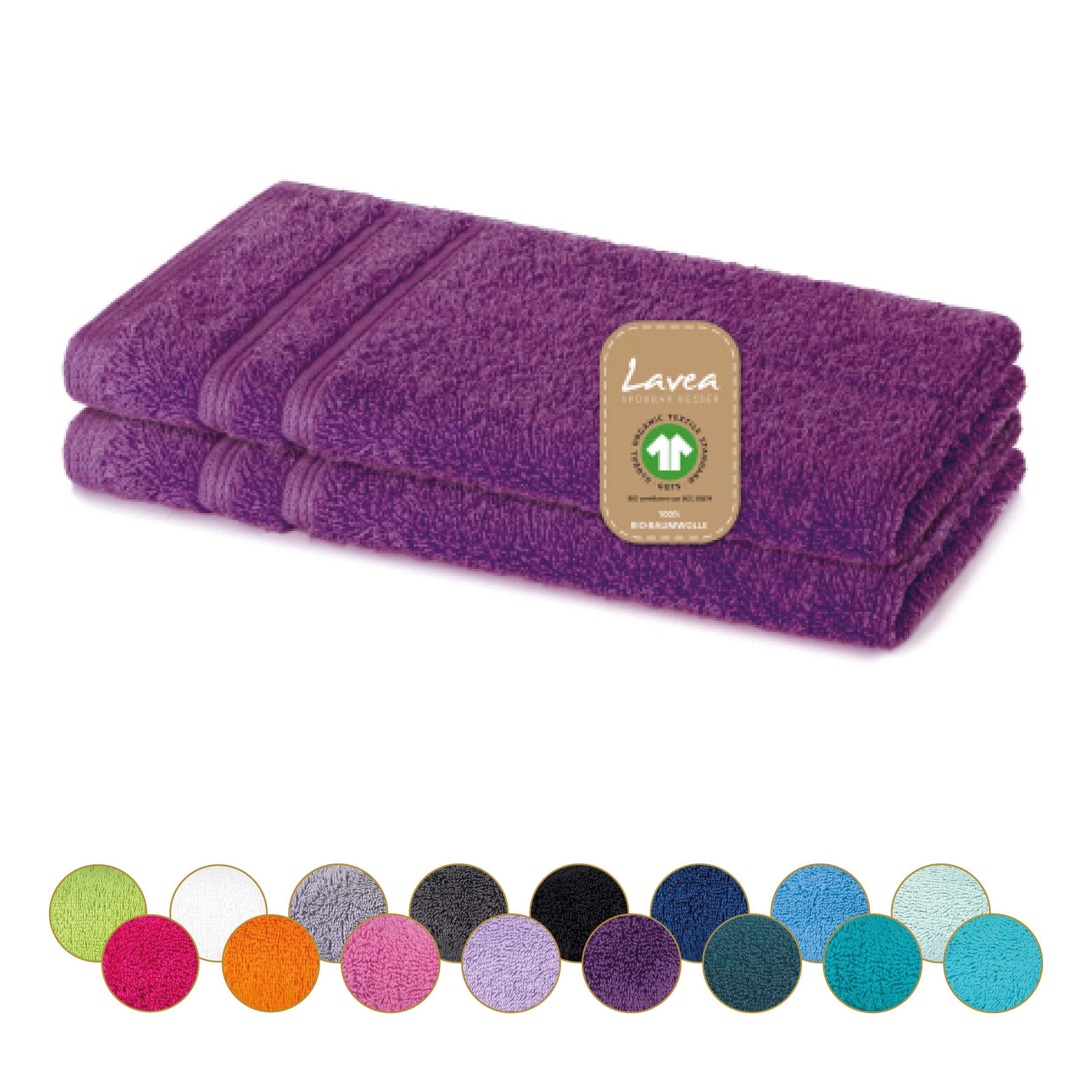Lavea Gästehandtuch Bali Gästetücher 30x50 cm, Weiches Bio-Baumwollfrottee (Set, 2-St), pflegeleicht, GOTS-zertifiziert, extra saugstark mit 500g/m²