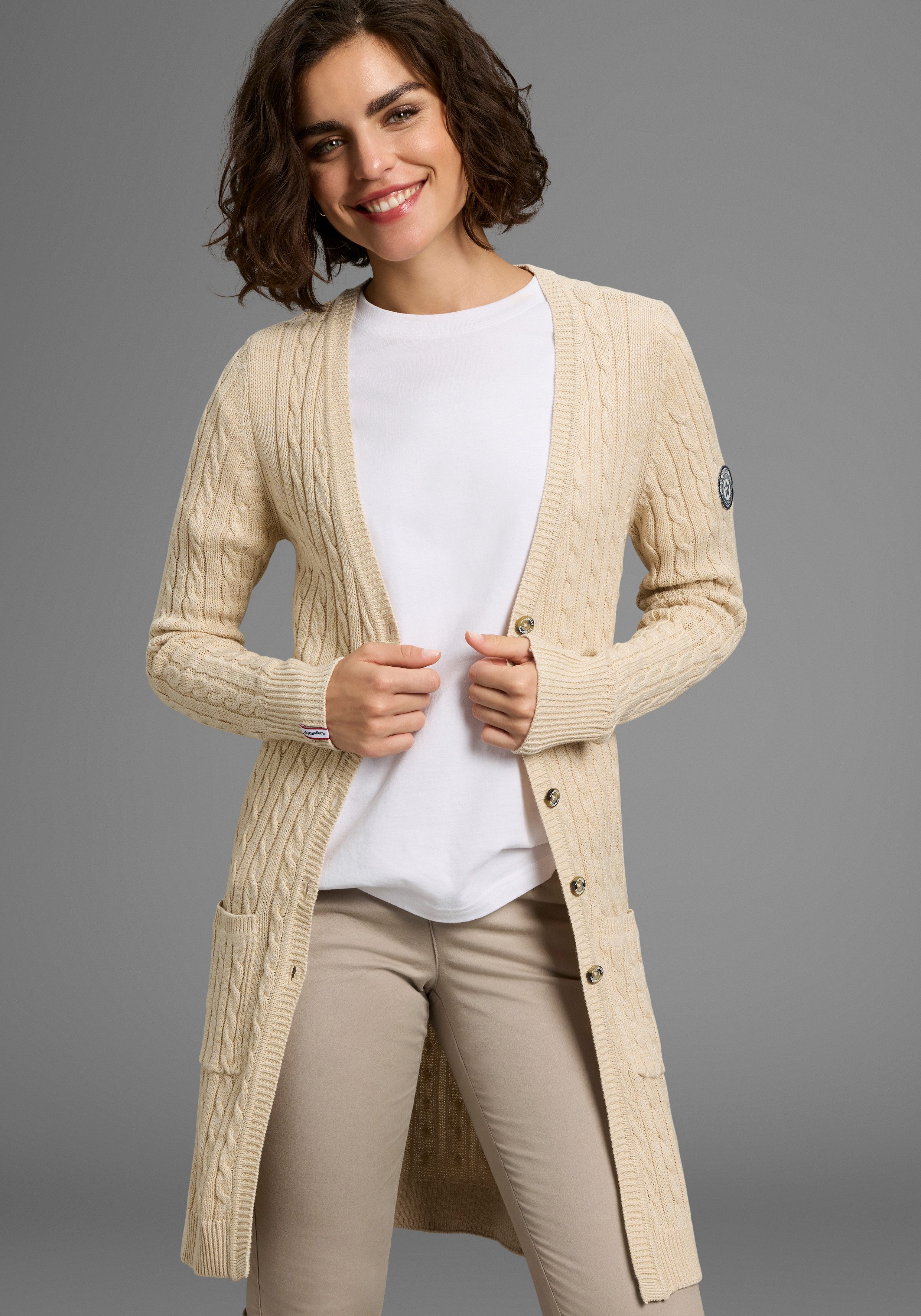 KangaROOS Longstrickjacke mit trendigem Zopfmuster und Taschen günstig online kaufen