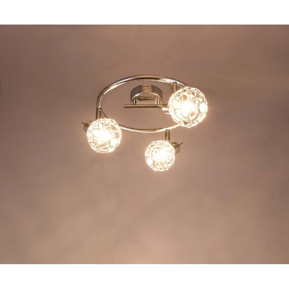 Silber etc-shop Leuchtmittel Decken Metallic Aluminium Lampe Deckenleuchte, inklusive, Neutralweiß, LED Chrom LED Leuchte