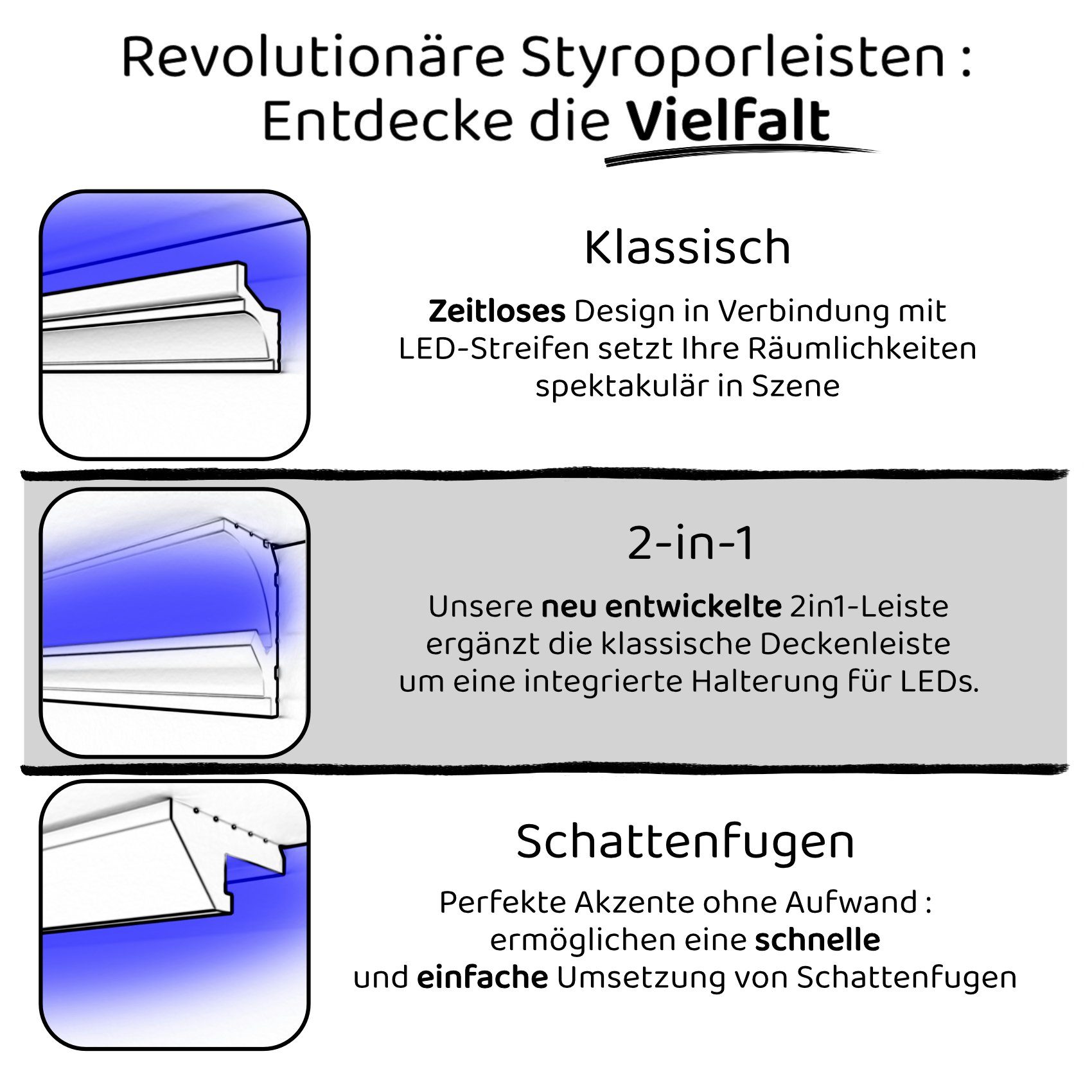 HEXIMO Eckprofil HLED 11 (LED-Schattenfugenprofil Stuckleisten, günstig online kaufen
