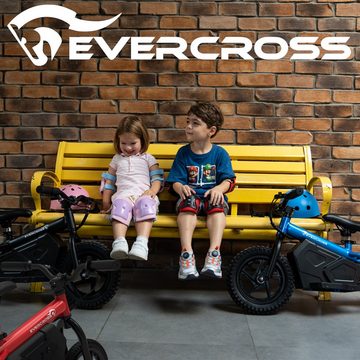 EVERCROSS TECH Spielzeug-Motorrad EV06M 12 Zoll Mini-ElektroLaufrad für Kinder 100W motor, Elektro-Laufräder 3-6 Jahre, Max Speed 15km/h, 24V 4AH AKKU