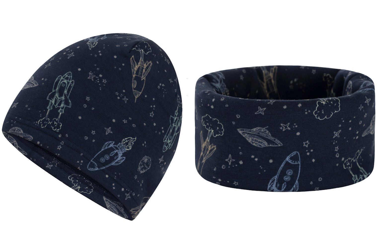 SALT AND PEPPER Beanie Salt & Pepper Jungen 2er Set Beanie Mütze Schal Loop gefüttert Space (2er Set)
