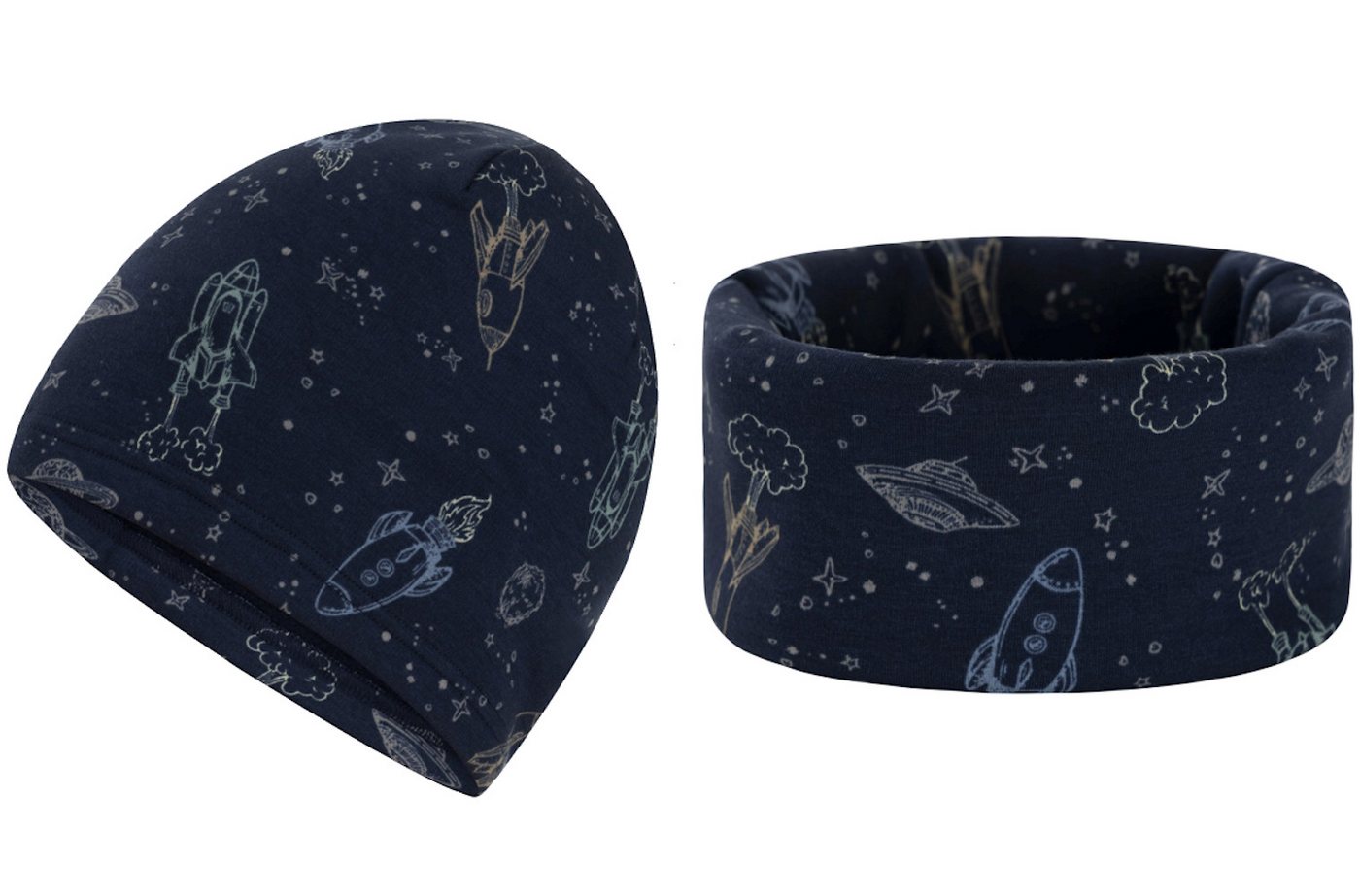 SALT AND PEPPER Beanie Salt & Pepper Jungen 2er Set Beanie Mütze Schal Loop gefüttert Space (2er Set)