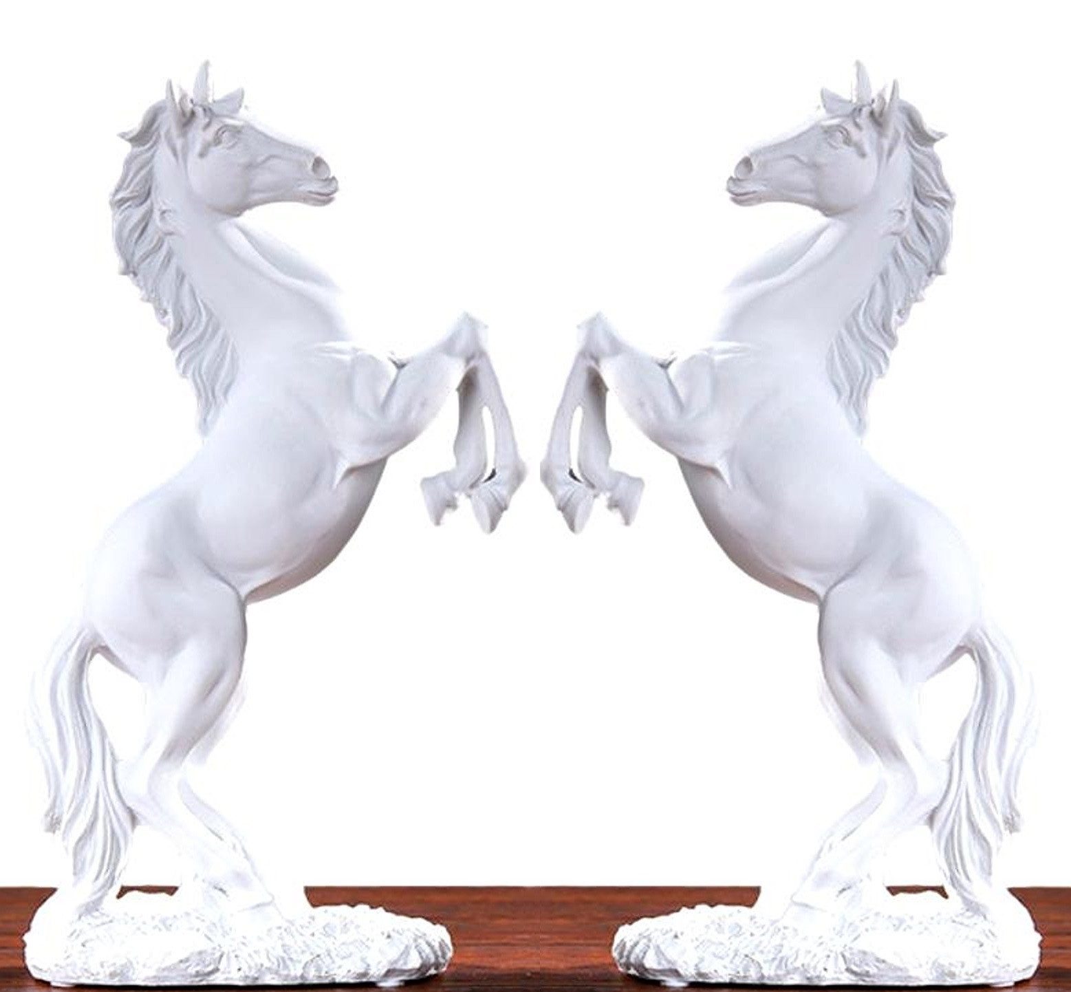 BAYLI Skulptur 2er Set Stehendes Pferd auf Sockel - Kunstharzstatue für Zuh günstig online kaufen