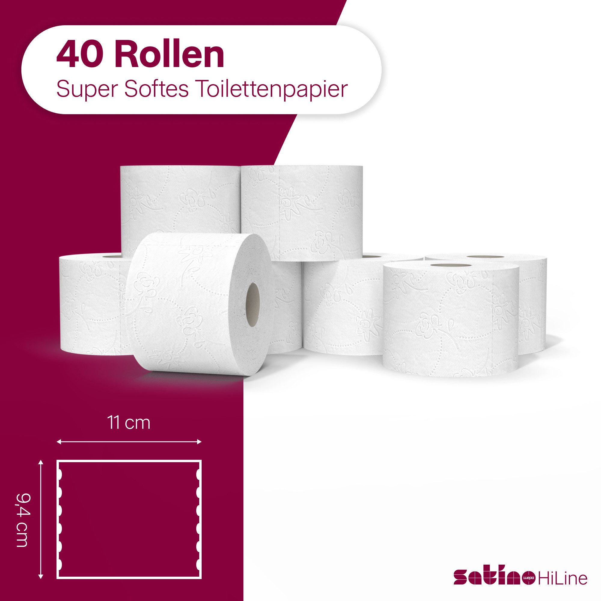 Satino Toilettenpapier 4-lagig - 40 o. 72 Rollen - 150 Blatt pro Rolle - 100% Zellstoff (40-St)