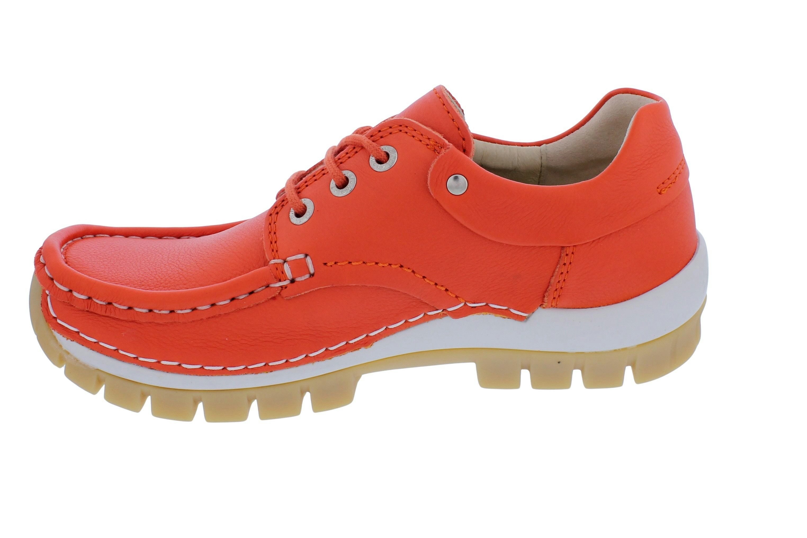 WOLKY Wolky Halbschuh Fly 0470120-550, Velvet leather - Glattleder, Orange, Schnürschuh