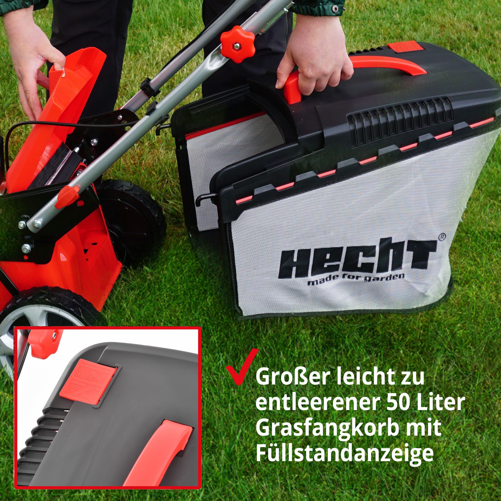 Hecht Akkurasenmäher 5041 S mit Mulchkit Akku und Ladegerät, 41 cm Schnittbreite, 50L Fangkorb, 40V, Radantrieb