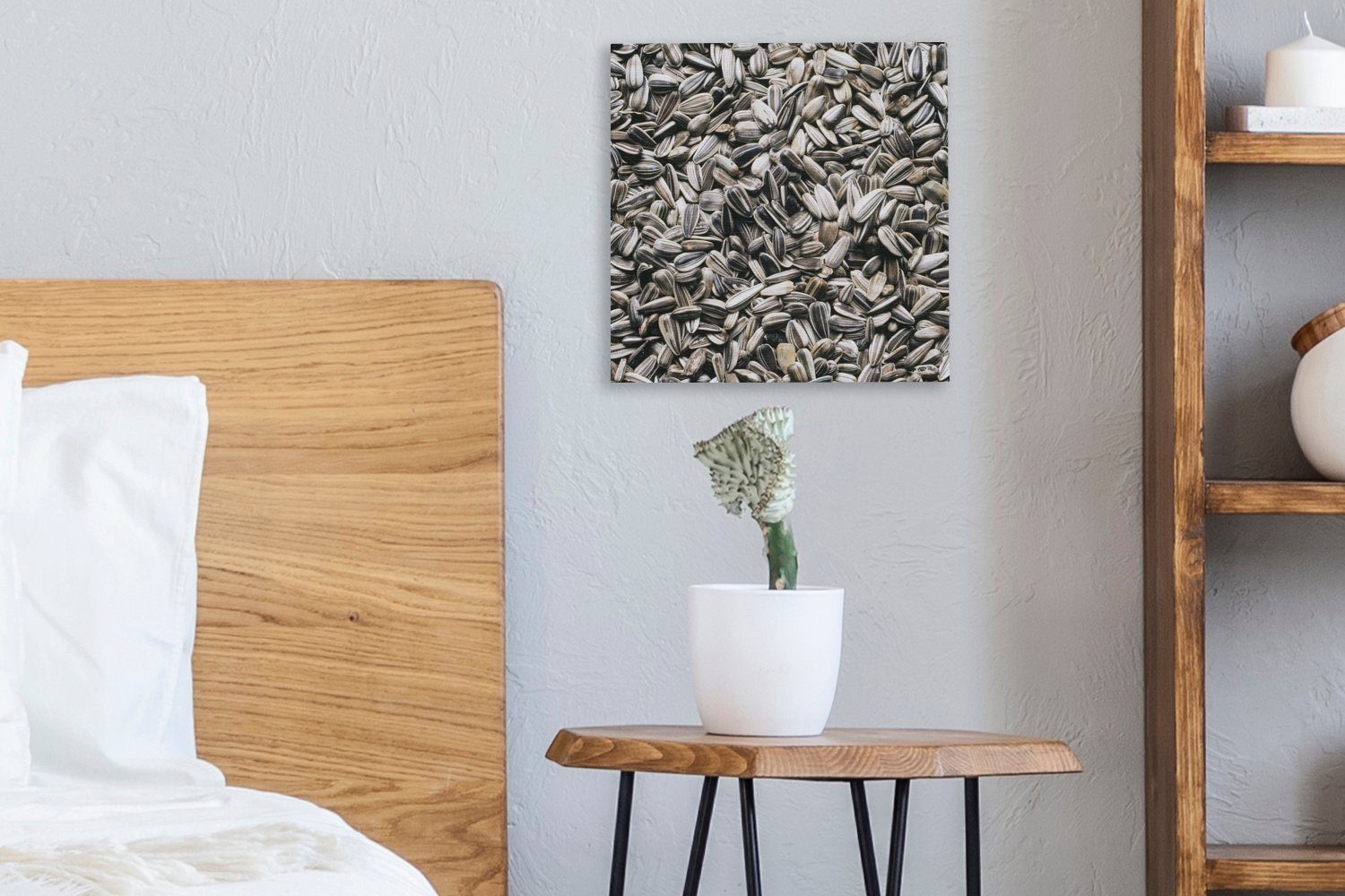 OneMillionCanvasses® Leinwandbild Nahaufnahme von weißen Wohnzimmer St), (1 Schlafzimmer Leinwand Bilder für Sonnenblumenkernen