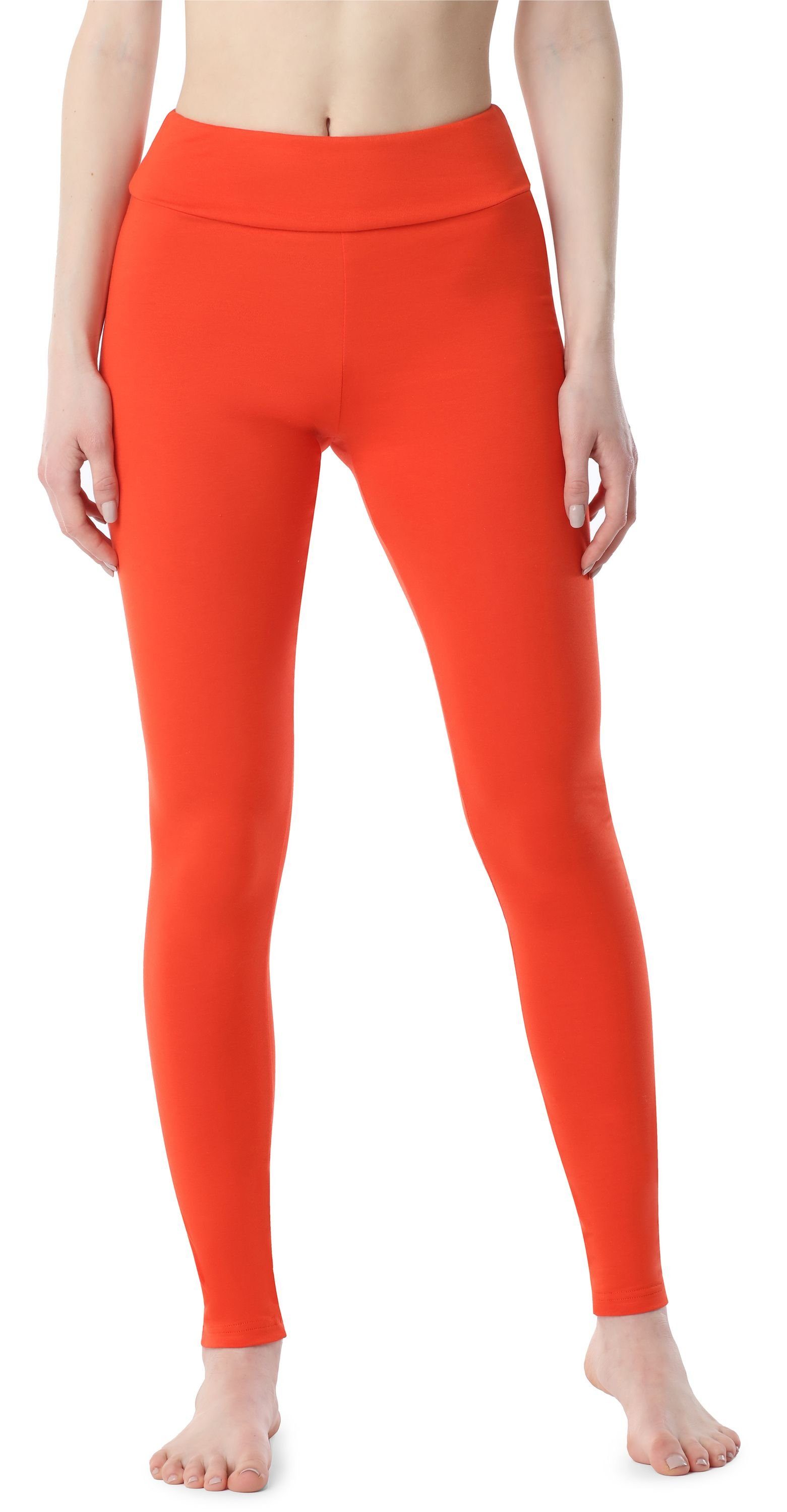 Merry Style Leggings Damen Lange Leggings aus Baumwolle MS10-429 (1-tlg) elastischer Bund Orange