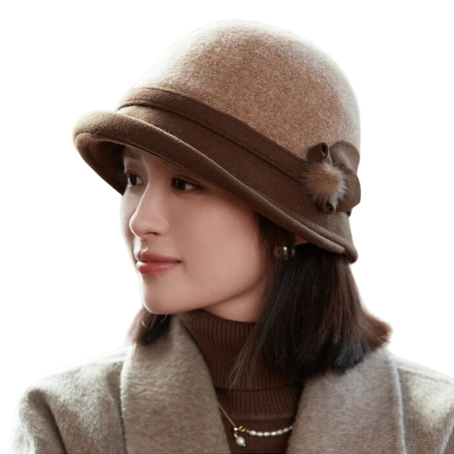 Refttenw Filzhut Glockenhut Vintage Wolle Wintermütze Damen Winter Filzmütz günstig online kaufen