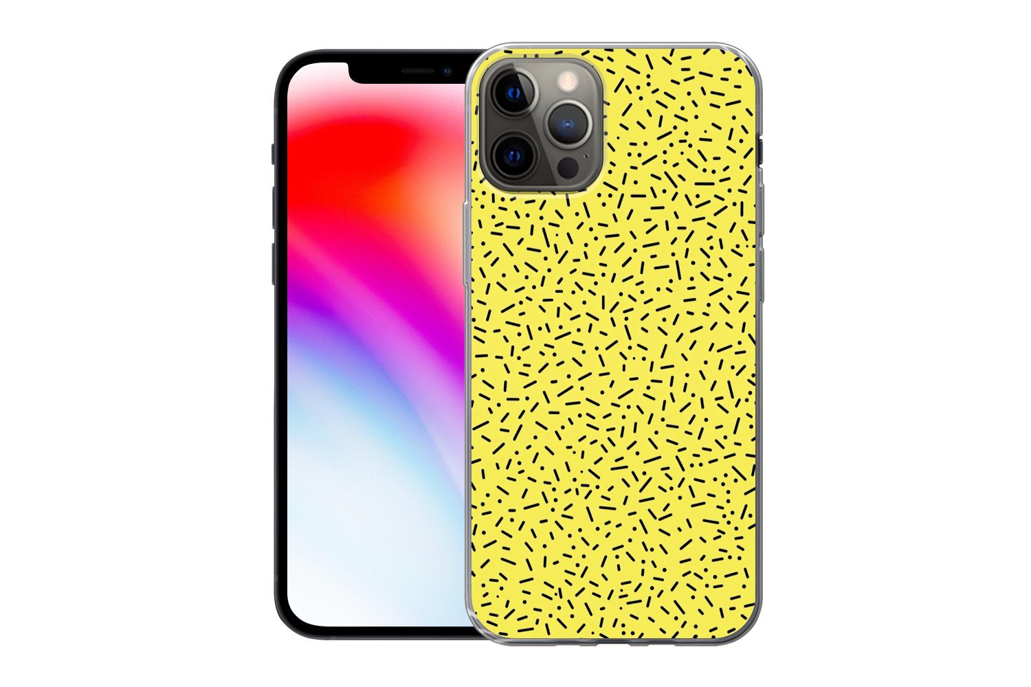 MuchoWow Handyhülle für Apple iPhone 13 Pro Spiele - Punkte - Streifen - Gelb, Smartphone-Bumper, Print, Handy Schutzhülle Dünn