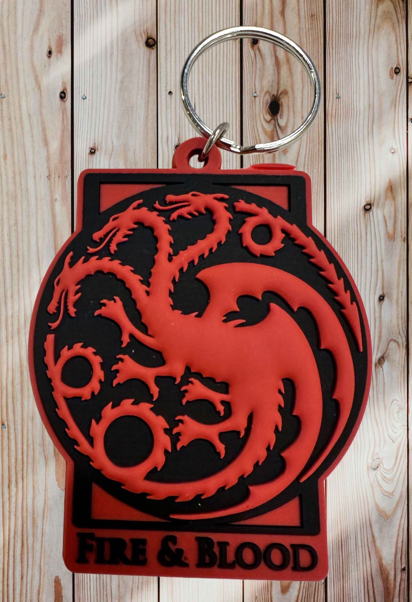 PYRAMID Schlüsselanhänger Schlüsselanhänger 6cm Anhänger keychain Wappen Haus Targaryen rund rot, Banner Schlüsselanhänger House of the Dragon Game of Thrones