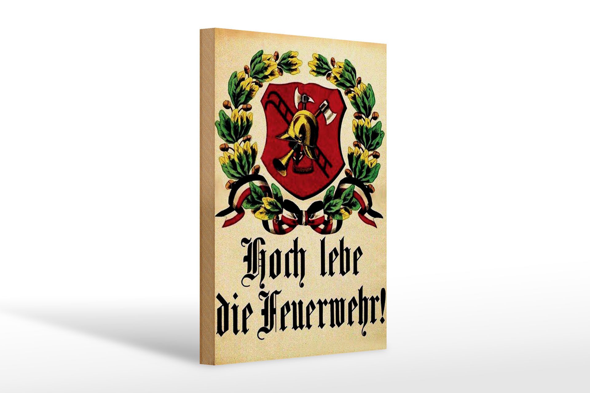 Femer GmbH Holzbild Retro 20x30 cm hoch lebe die Feuerwehr, (1 St), Glatte Holzfaserplatte (MDF), vorn beschichtet